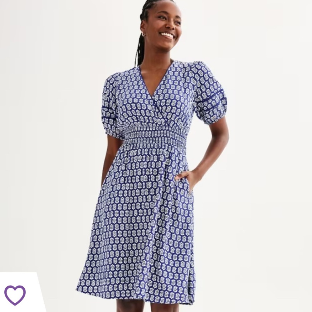 NWOT Draper James RSVP Short Sleeve Smocked Waist Dress - XL